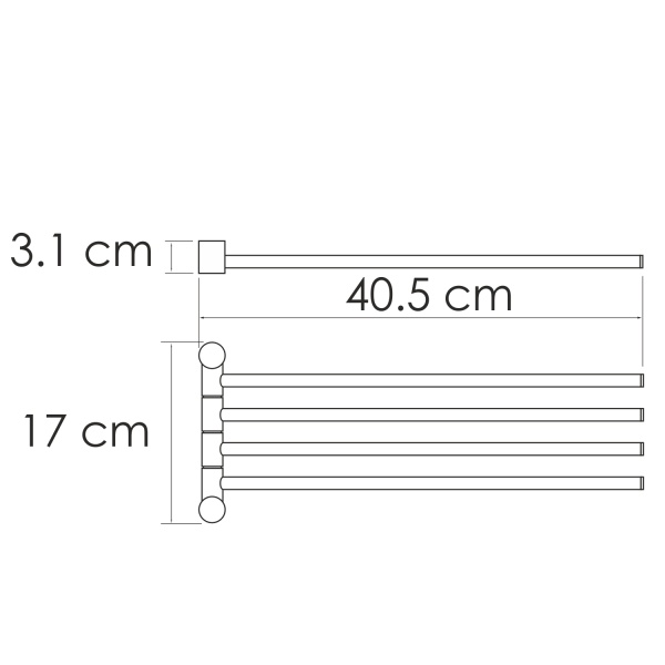 Держатель полотенец четверной K-1034GUN METAL 