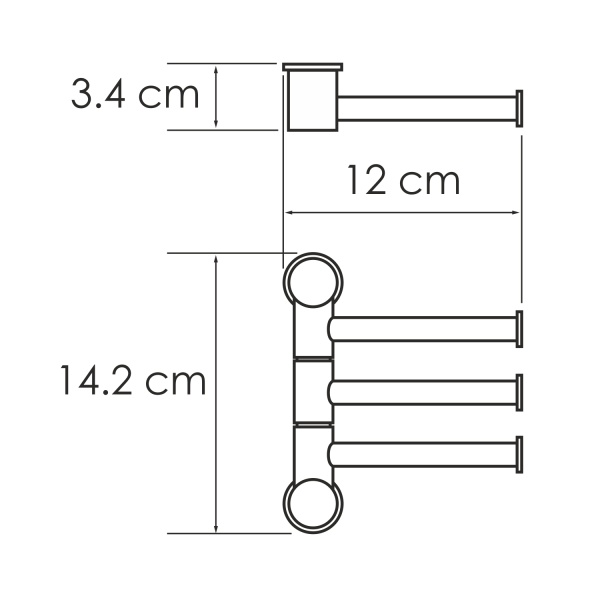 Держатель полотенец тройной K-1053GUN METAL 