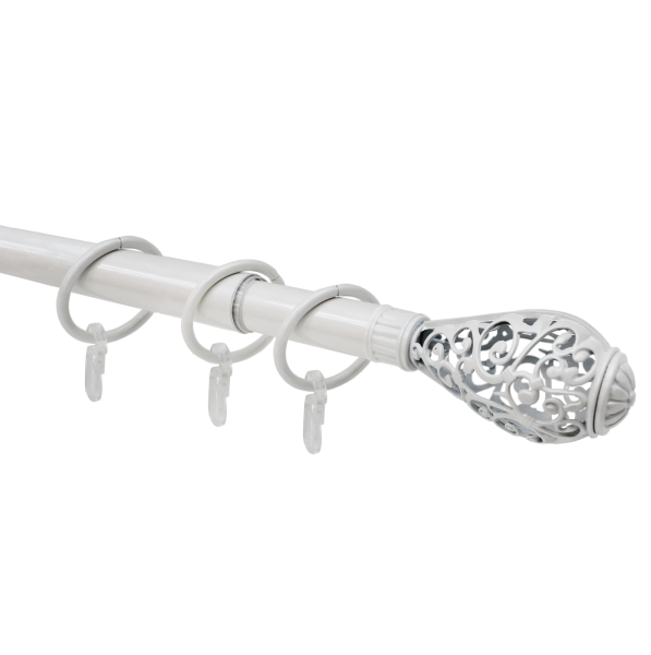 Карниз телескопический однорядный, металл, Кружево, Жемчуг, 160-320см