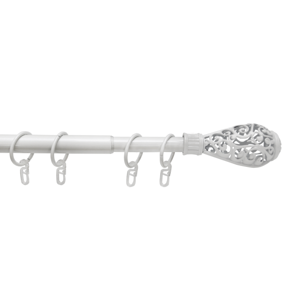 Карниз телескопический однорядный, металл, Кружево, Жемчуг, 160-320см